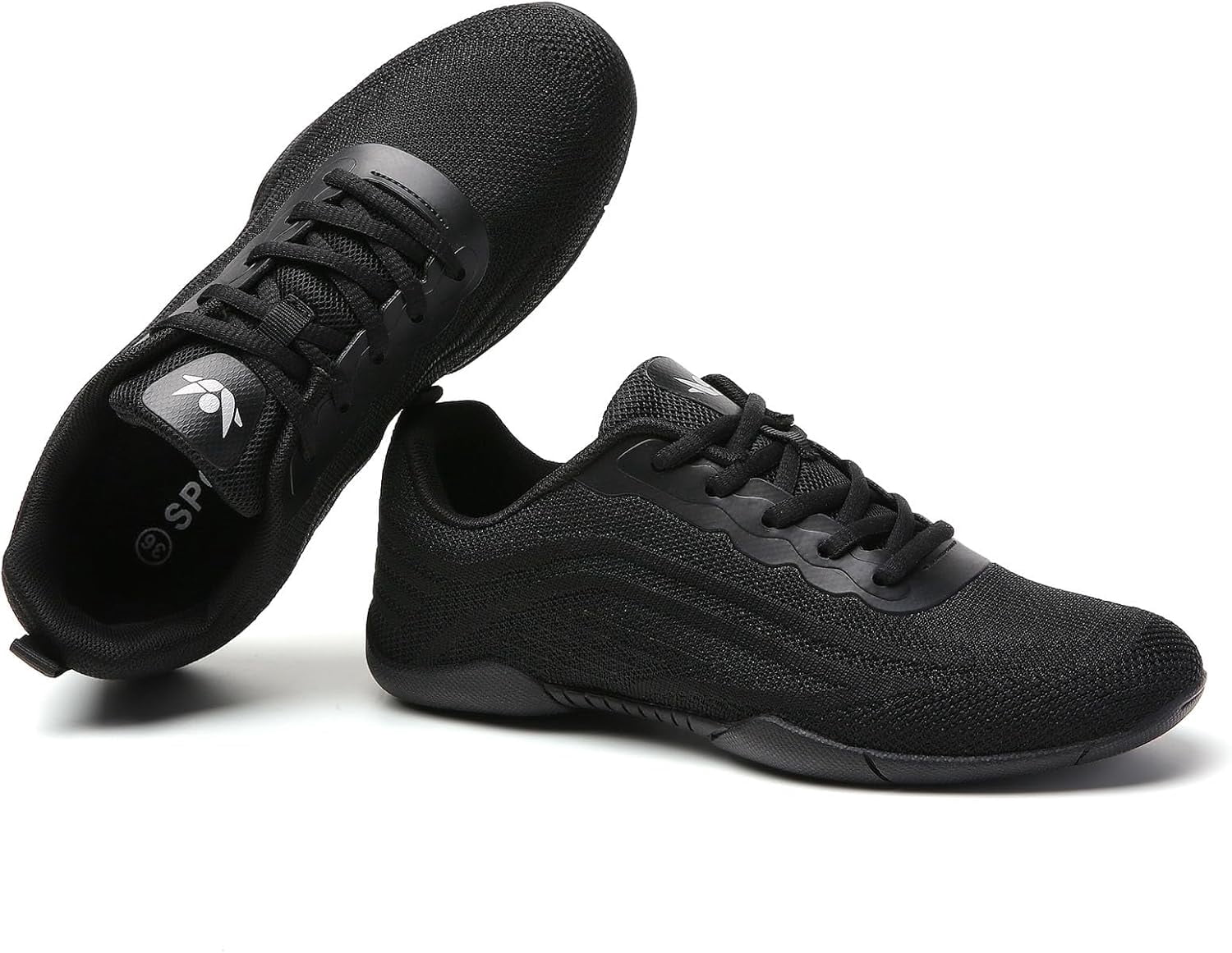 Cheer Shoes Women White Black Cheerleading Dance Sneakers for Cheer Practice and Competition, Athletic Flat Walking Tennis Shoes for Adults