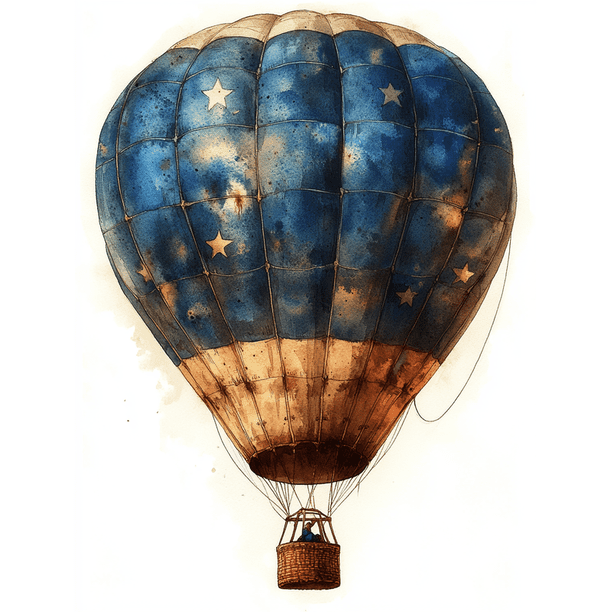 Qisvanset Framed Canvas Wall Art 12x16 Inch Blue Hot Air Balloon Boy Vintage Nursery Print Art