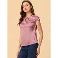 thumbnail image 4 of Blusa sedosa Allegra K Cuello redondo Plisado Informal Elegante Rosa empolvado S, 4 of 4