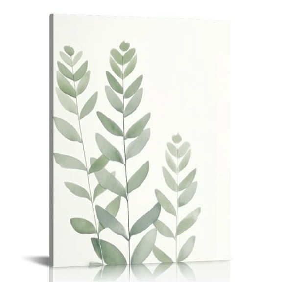 COMIO Botanical Eucalyptus Canvas FRAMED Wall Art,Boho Plant Wall Decor for Bedroom,Minimalist Prints for Living Room,Green Botanical Art Painting for Bathroom,