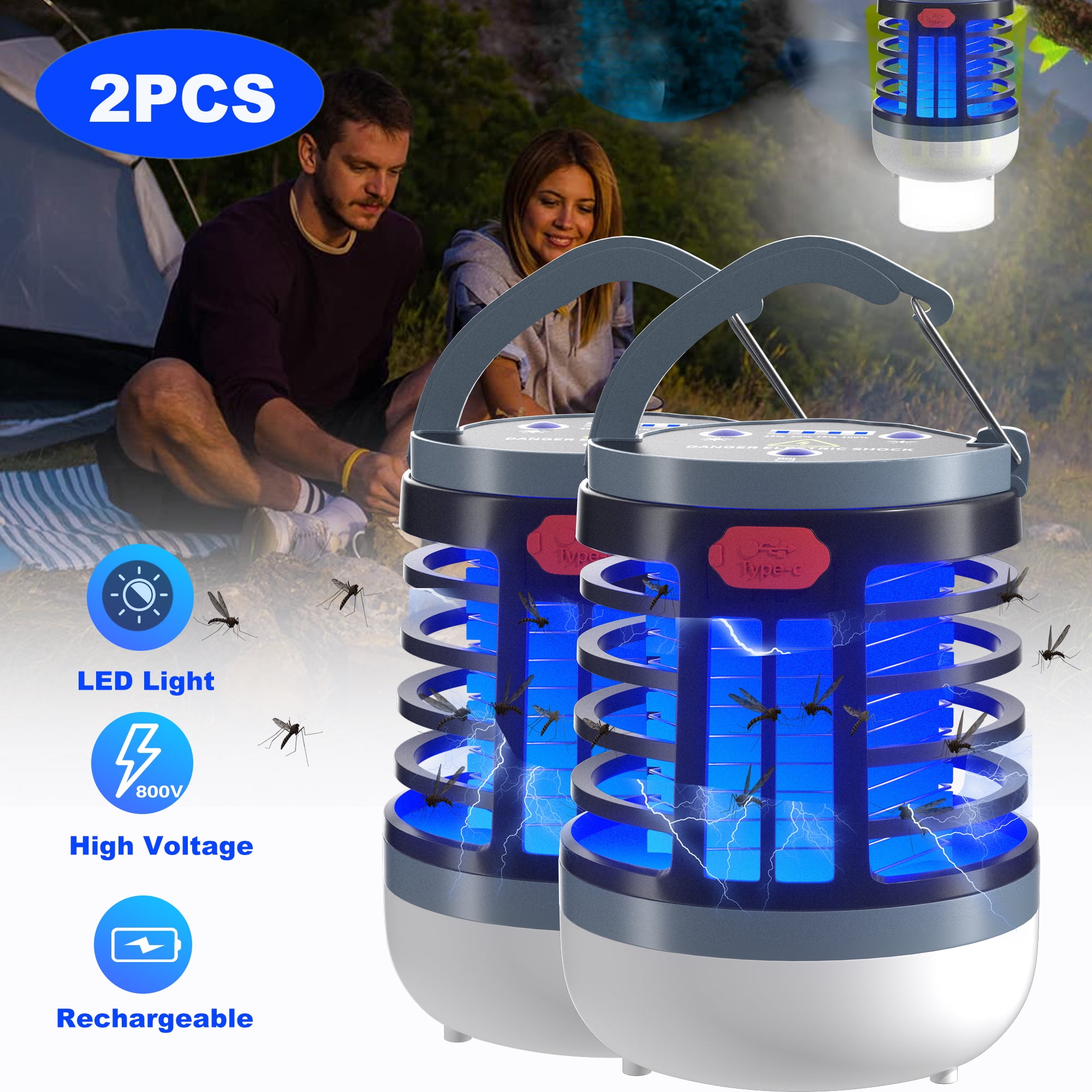 Camping Bug Zapper, Rechargeable Mosquito and Fly Killer Outdoor Indoor