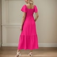 thumbnail image 4 of Vestido largo con cuello cuadrado, mangas con volantes y bolsillos para mujer, 4 of 7