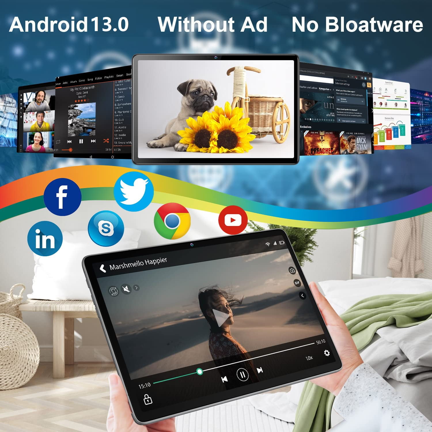 Android 13 Tablet 10 inch Tablet with Keyboard Wireless Mouse Stylus,4G Phone Tablet