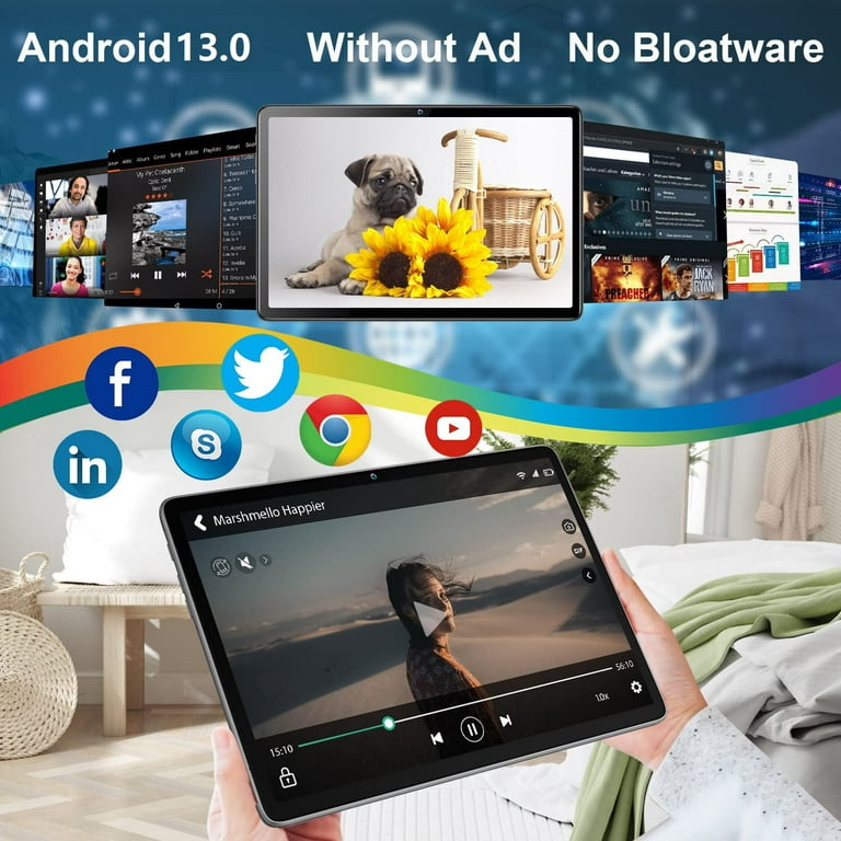 UIVY Tablette 10 Pouces Android 13 Quad Core 1280x800 IPS écran Tactile 5MP  + 8MP Double caméra 64GB ROM 128GB Extension SD (Gris) en destockage et  reconditionné chez DealBurn