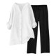 thumbnail image 4 of Conjuntos de 2 piezas para mujer: blusa de pierna ancha y pantalones elásticos. Camisa informal con cuello en V y bolsillos. Ropa urbana para todas las estaciones., 4 of 6