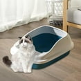 thumbnail image 6 of Cat Litter Tray Semi Enclosed Sturdy Smooth Bottom Removable Base Dark Blue, 6 of 8