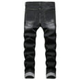 thumbnail image 3 of Tejiojio Men's and Big Men's Relaxed Fit Men's High-end Stretch Nostalgic Frayed Slim-fit Jeans, 3 of 7