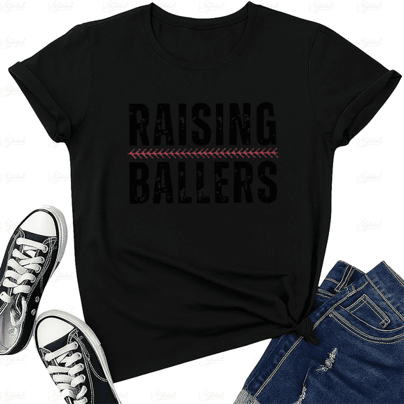 Raising Ballers Baseball Softball Mom Life Sports Gift Unisex T-Shirt, up to size 5XL