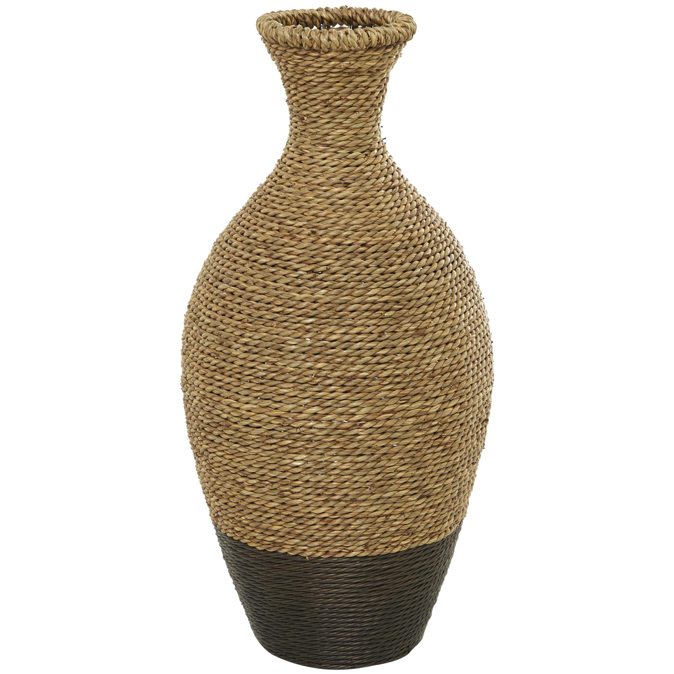 DecMode 21" Handmade Tall Woven Floor Brown Seagrass Vase