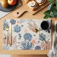 thumbnail image 2 of Placemats Set of 4, Blue Coastal Woven Placemat, Linen Place Mats for Kitchen/Dining Tables, Summer Beach Coral Shell Starfish Vintage Washable Table Mats for Party, 2 of 8