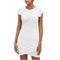 thumbnail image 1 of RXIRUCGD Robe pour Femmes, Robe Mini Décontractée Sans Manches à Col Rond Croisé Couleur Unie, 1 of 9