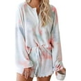 thumbnail image 6 of Womens Lounge Sets 2 Piece Pajamas Set Long Sleeve Tops and Shorts Sleepwear Tie Dye Printed Nightwear, 6 of 12