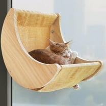 Cats Window Beds Moon Perches Seat for Indoor Cat, Wooden Moon Cat Hammock