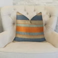 thumbnail image 2 of Plutus Anastasia Orange Navy and Cream Handmade Luxury Pillow - Double sided 24" x 24", 2 of 3