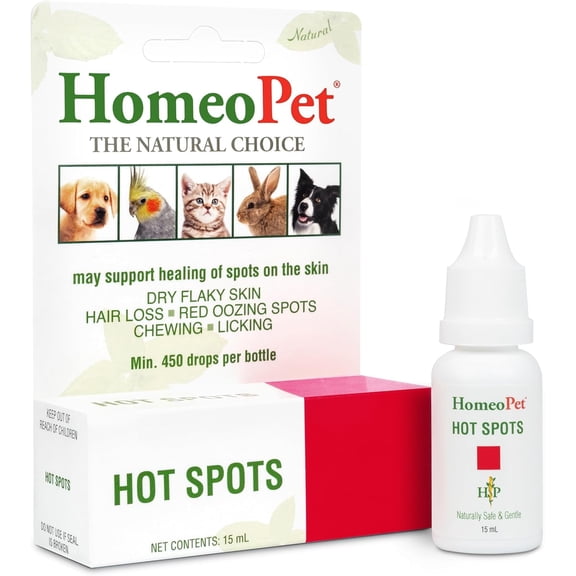 HomeoPet HOT SPOTS Skin Healing Support Drops for Pets, 15 mL