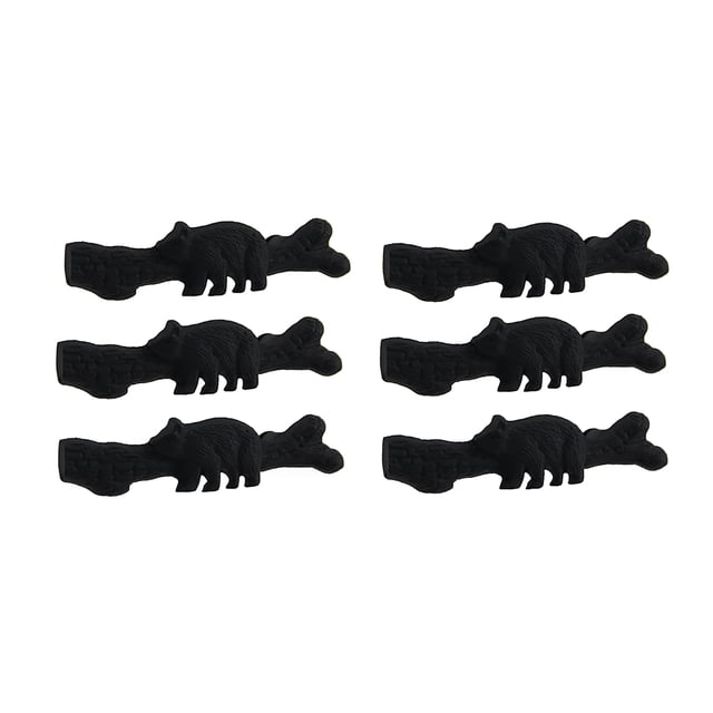 6 Piece Matte Black Forest Bear Cast Iron Drawer Pull Cabinet Knob Set