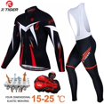 thumbnail image 3 of Conjunto de maillot de ciclismo X-Tiger con tirantes acolchados de gel 5D y secado rápido para hombre, ropa de ciclismo de manga larga con protección solar, 3 of 5