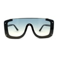 thumbnail image 3 of Womens Semi Rimless Flat Top Thick Plastic Shield Sunglasses Black Gold Blue Brown, 3 of 4