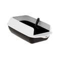thumbnail image 2 of Caja de arena para gatos Temanina de limpieza de gatos semi cerrada portátil Bandeja de arena de arena para mascotas de latas de lado portátil para negro, 2 of 9