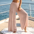 thumbnail image 6 of vdgthytj Wide Leg Pants for Women Elastic High Waist Baggy Lightweight Cotton Linen Beach Vacation Trousers(X-Large,Pink), 6 of 6