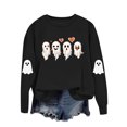 thumbnail image 3 of Meichang Sweatshirts d'Halloween pour Femmes Col Rond Chandails en Molleton Graphique Fantôme Mignon Imprimé Effrayant Manches Longues Vintage Chandail, 3 of 9