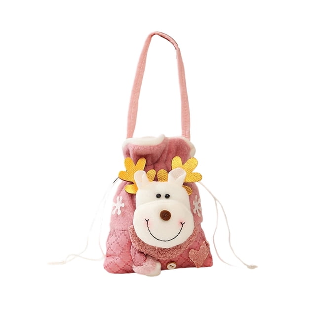 Holiday Wrapping Bag with Drawstring Closure Cloth Material Durable Embroidery Unique Design Versatile for Holiday Party Celebrations Gifting Candy Small Treats