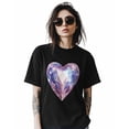 thumbnail image 2 of Women's T-Shirts, Valentine's Day Diamond Love Romantic Cotton Crewneck Tee Short Sleeve Casual Tops Loose Graphic T-Shirt Black, 3XL, 2 of 7
