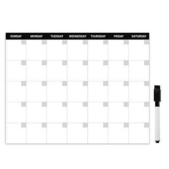 Monthly Dry Erase Magnetic Calendar - 8.5x11 Inches - with Magnetic Marker(Black)