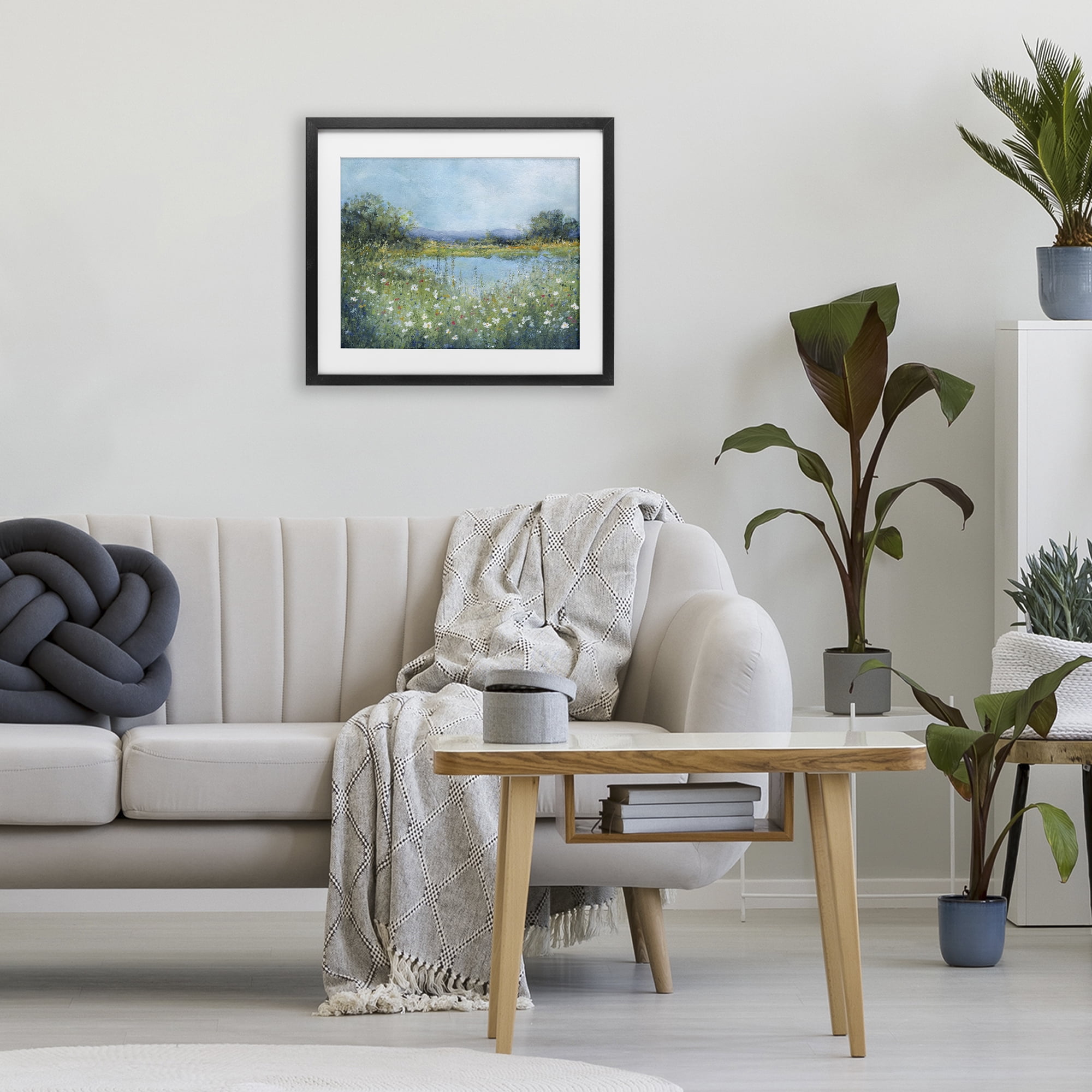 Stupell Industries Impressionist Meadow Surrounding Pond Black Framed Print Under Glass, design by Carol Robinson