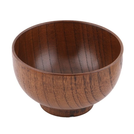 - Dinnerware Wood Round Food Noodles Salad Soup Storage Holder Bowl Brown