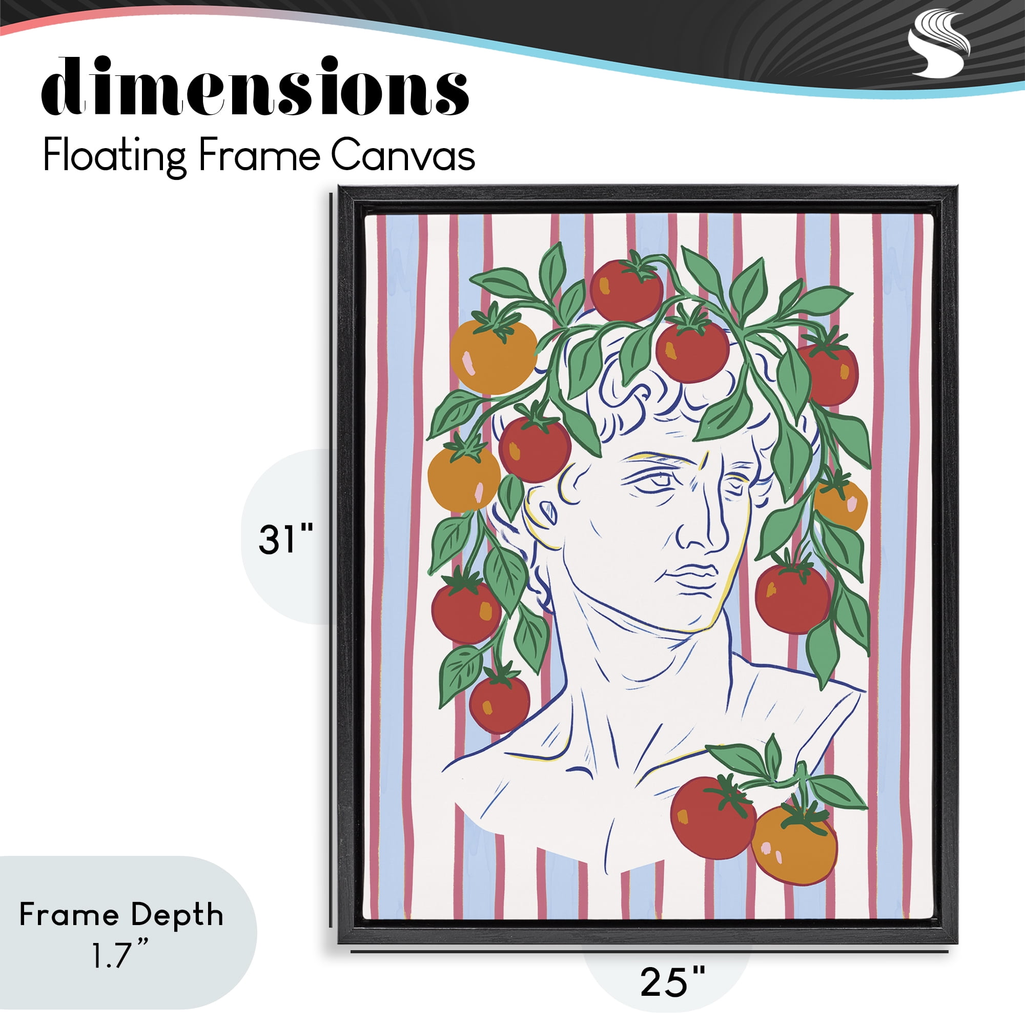 Stupell Industries La Rossa Sculpture Face Black Framed Floater Canvas Wall Art, design by Radhika Modi