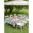 thumbnail image 4 of Outdoor Tablecloth with Umbrella Hole for Patio/Picnic/Party/Camping, Children's Day Waterproof Table Cloth Rectangle Table Cover Washable, Cartoon Cute Flowers Leaf Blue Plaid (60"x 102"), 4 of 8