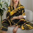 thumbnail image 6 of Honeii Urban Graffiti Scorpion Illustration Print Women's Pajama Sets Long Sleeve Button Down Sleepwear Nightwear Soft Pjs Lounge Sets 2PCS-Large, 6 of 7