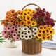 thumbnail image 3 of Flores artificiales Yuarrent 5 piezas de seda crisantemo decoración hogar jardín amarillo, 3 of 6