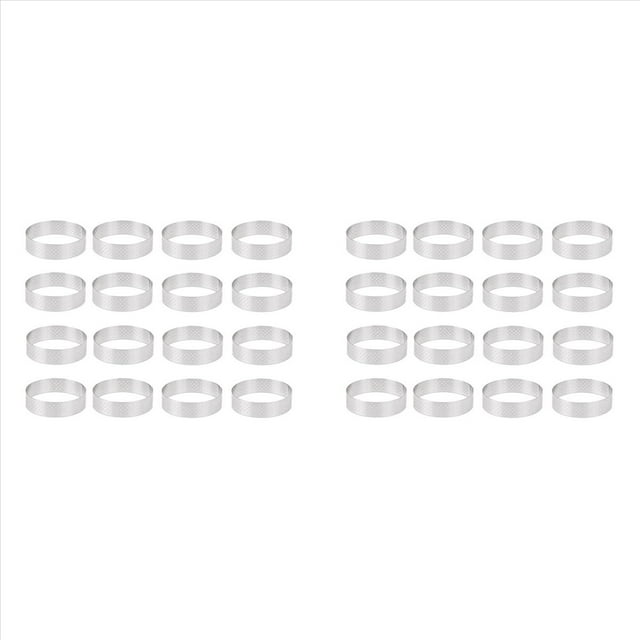 32 Moldes para Tartaletas de Acero Inoxidable de 8 Cm, Postre FrancéS, Mousse, Pastel de Frutas, Tarta, Anillo, Quiche, Molde para Tartas