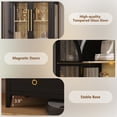 thumbnail image 6 of VKCC 70.8" Storage Cabinet with LED, Arched Glass Door & Drawers, Vintage Curio Display Bookcase for Living Room, Black & Brown, 6 of 8