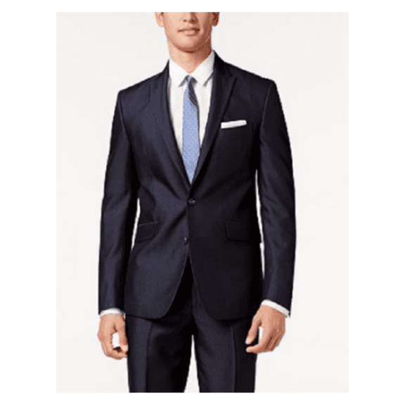 Kenneth Cole Reaction Navy Micro-Stripe Slim-Fit Blazer, Size 40L