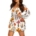 thumbnail image 2 of Yuyamidu Mushroom Women Long Sleeve Dresses Casual V-Neck Dress for Women Size S Maple Leaves Flowy Swing Dresses Fall Winter A Line Dress, Thanksgiving, 2 of 7