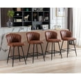 thumbnail image 4 of Guyou 26” Counter Height Bar Stools Set of 2, Modern PU Upholstered Kitchen Island Chairs, Barstools with Back and Footrest for Kitchen Island Pub Restaurant, Brown, 4 of 12