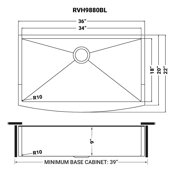 Ruvati Rvh9880 Terraza 36 Farmhouse Apron-Front Single Basin Stainless Steel Kitchen Sink