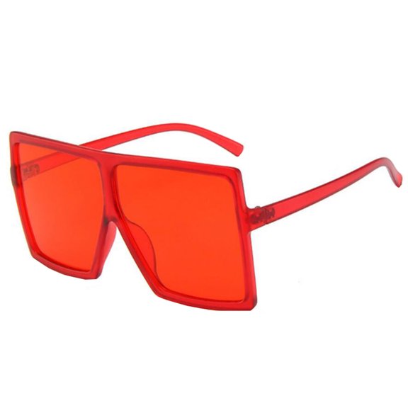 Siminsem Square Frame Sunglasses for Men Women, Oversized Trendy Sun Glasses, UV Protection Outdoor Sports Shades, Red, One Size