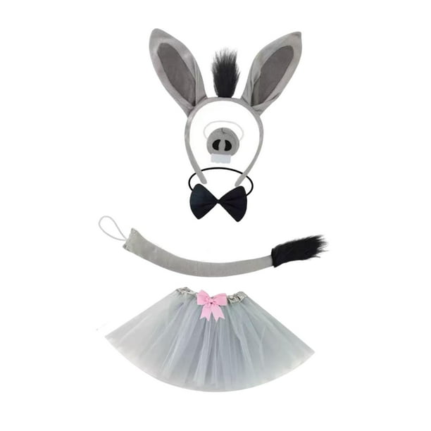 Disfraz de burro, conjunto de animal para fiesta de cumpleaños, adorable con pajarita para cumpleaños y Halloween con falda de tul