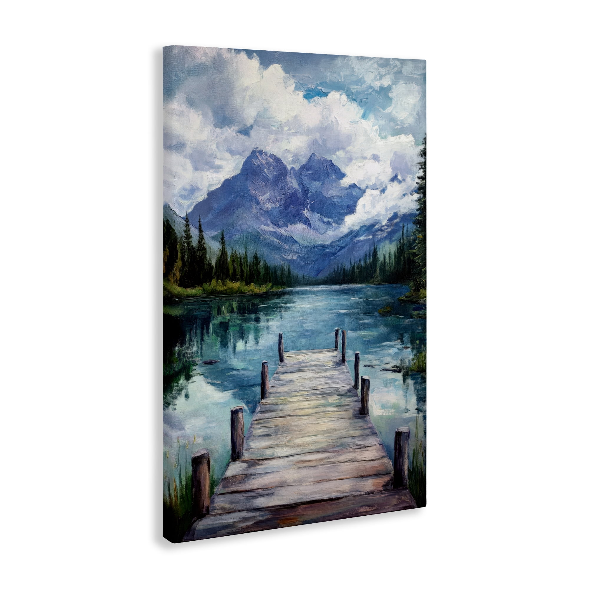 Stupell Industries Weathered Dock on Mountain Lake Canvas Wall Art, design by Petal Prints Design