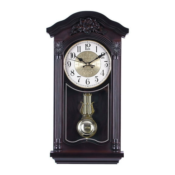 Pendulum Wall Clock, Chiming Wall Clock with Pendulum, Traditional Clock Retro Large Grandfather Wall Clocks for Living Room Office Home Decor