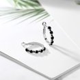 thumbnail image 4 of Gem Stone King 925 Sterling Silver Women Hoop Earrings Black Diamond (1.26 Cttw, Round Cut, 3/7 inch Diameter), 4 of 4