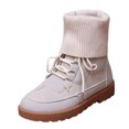 thumbnail image 2 of Wowcloth Woman's Casual Boots, Contrast Panel Design with Round Toe and Lace-Up Closure, Mid-Calf Winter Boots with Warm Knit Cuff for Daily Wear and Winter Outfits, 2 of 9