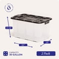 thumbnail image 4 of Homz 2 Pack 30-Gallon Clear Plastic Stackable Home Storage Bin with Lid, Black, 4 of 12