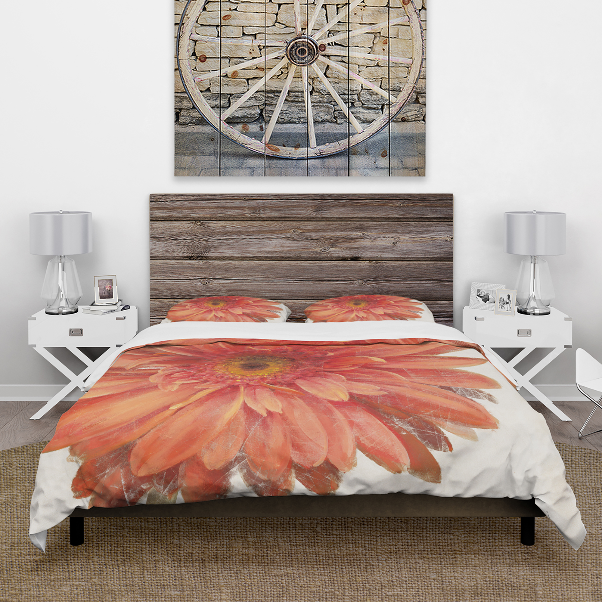 Designart 'Vivid Red Daisy' Traditional Duvet Cover Set
