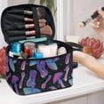 thumbnail image 4 of HELLHERO Cow Print Sunflower Design Portable Make Up Bags Large Capacity Makeup Brush Holder Bag with Brush Slots for Girls, 4 of 4