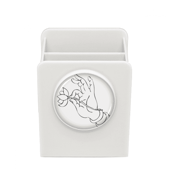 Culture Hand Lotus Line Drawing Pattern Desk Pencil Holder Cup Pen Organizer